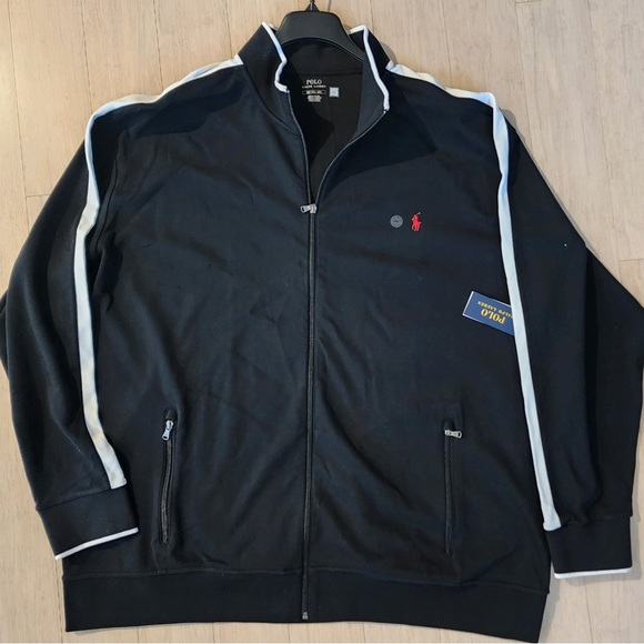POLO RALPH LAUREN 100% Cotton Interlock Knit Track Jacket - sz 4XLT Black - Picture 4 of 16